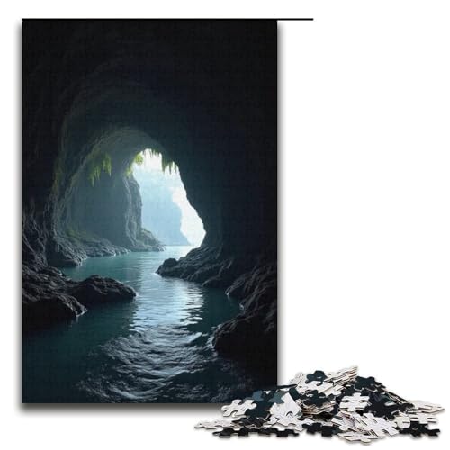 Puzzle für Erwachsene 1000 Teile Wasserhöhlen-Puzzle Holzpuzzle Lernspiel Herausforderungsspielzeug 1000 Teile (38 x 26 cm) von mowenbingpeng