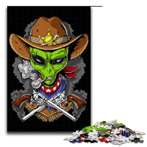 Puzzle für Erwachsene 1000 Teile Weltraum-Alien-Cowboy Puzzles Spiel Spielzeug Lustige 1000 PCS von mowenbingpeng