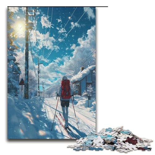 Puzzle für Erwachsene 1000 Teile Winterlandschaft Familien Holzpuzzle Lernspiel Herausforderungsspielzeug 1000 Teile (75 x 50 cm) von mowenbingpeng