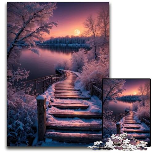 Puzzle für Erwachsene 1000 Teile Winterseelandschaft unmögliche Puzzles für Erwachsene ideal für Verliebte perfektes Weihnachts Neujahrs und Valentinstagsgeschenk 1000 Teile (75 x 50 cm) von mowenbingpeng