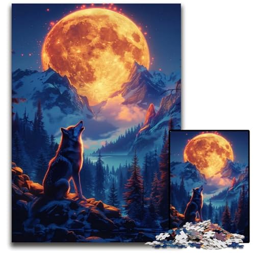 Puzzle für Erwachsene 1000 Teile Wolfsheuler Puzzle für Erwachsene Heimdekoration 1000 Teile (75 x 50 cm) von mowenbingpeng