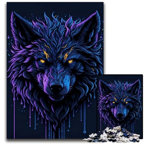 Puzzle für Erwachsene 1000 Teile WolfskopfPuzzles für Erwachsene FamilienspielabendSpaß DIYDekorationskunstwerk 1000 Teile (75 x 50 cm) von mowenbingpeng