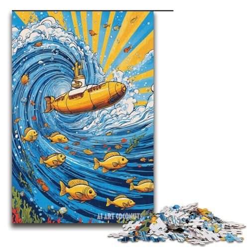 Puzzle für Erwachsene 1000 Teile Yellow Submarine Family Holzpuzzle Lernspiel Herausforderungsspielzeug 1000 Teile (38 x 26 cm) von mowenbingpeng