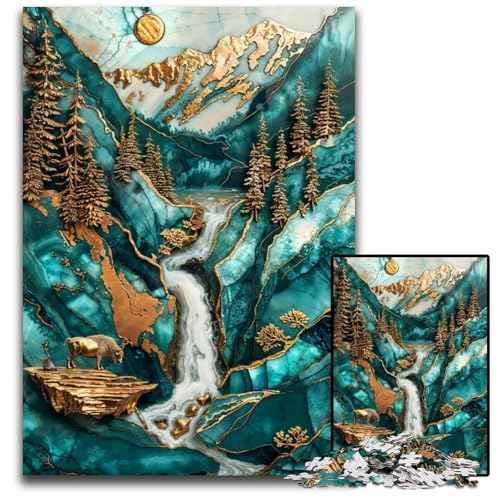 Puzzle für Erwachsene 1000 Teile Yellowstone River Kintsugi Holzpuzzle für Erwachsene für Heimdekoration Gehirntraining 1000 Teile (75 x 50 cm) von mowenbingpeng
