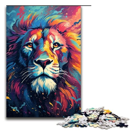 Puzzle für Erwachsene 1000 Teile Zeichnung Tier Löwenfamilie Holzpuzzle Lernspiel Herausforderungsspielzeug 1000 Teile (75 x 50 cm) von mowenbingpeng