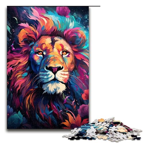 Puzzle für Erwachsene 1000 Teile Zeichnung Tier Löwenfamilie Holzpuzzle Lernspiel Herausforderungsspielzeug 1000 Teile (75 x 50 cm) von mowenbingpeng