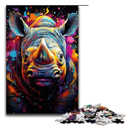 Puzzle für Erwachsene 1000 Teile Zeichnung Tier Nashorn Heimdekoration Puzzle Spielzeug Geschenk für die ganze Familie 1000 Teile (75 x 50 cm) von mowenbingpeng