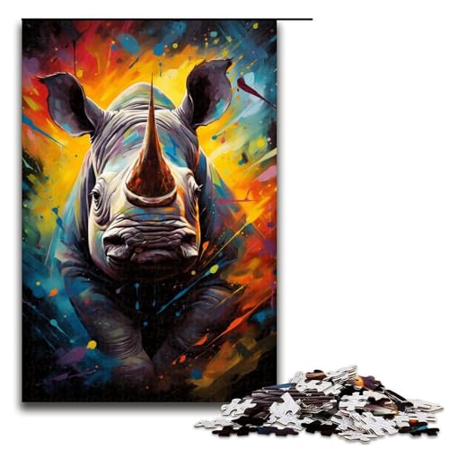 Puzzle für Erwachsene 1000 Teile Zeichnung Tier Nashorn Puzzle Lernspiele für Zuhause DIY-Spielzeug tolles Geschenk für Spiele 1000 Teile (75 x 50 cm) von mowenbingpeng