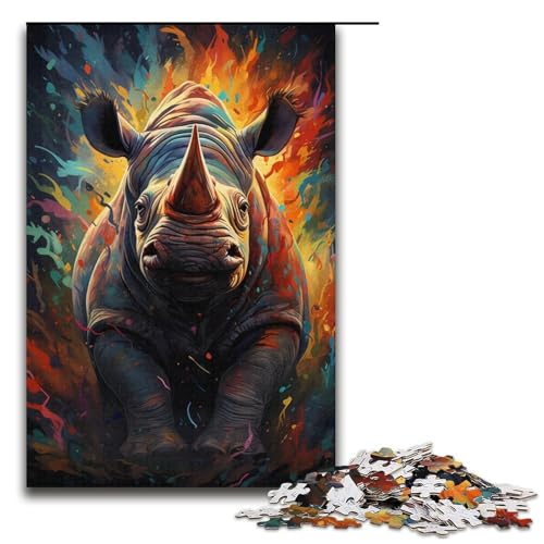 Puzzle für Erwachsene 1000 Teile Zeichnung Tier Nashorn Puzzle Spiel Spielzeug lustig 1000 Teile (38 x 26 cm) von mowenbingpeng