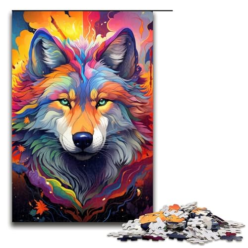 Puzzle für Erwachsene 1000 Teile Zeichnung Tier Wolf Holzpuzzle Lernspiel Herausforderungsspielzeug 1000 Teile (75 x 50 cm) von mowenbingpeng