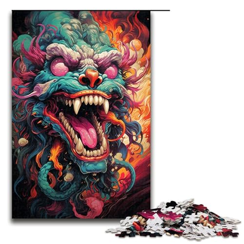Puzzle für Erwachsene 1000 Teile Zeichnung der bösen Monsterfamilie Holzpuzzle Lernspiel Herausforderungsspielzeug 1000 Teile (75 x 50 cm) von mowenbingpeng