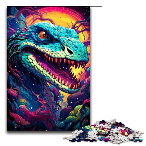 Puzzle für Erwachsene 1000 Teile Zeichnung wütende Schlange Holzpuzzle für Kinder Lernspiel 1000 Teile (75 x 50 cm) von mowenbingpeng