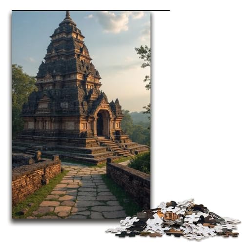 Puzzle für Erwachsene 1000 Teile antiker Tempel Holzpuzzle für Kinder Lernspiel 1000 Teile (75 x 50 cm) von mowenbingpeng