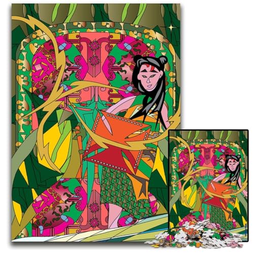 Puzzle für Erwachsene 1000 Teile asiatische Frau in geometrischer Kunst Puzzles für Erwachsene Lernspielzeug für Teenager HeimbüroDekoration 1000 PCS (75 x 50 cm) von mowenbingpeng