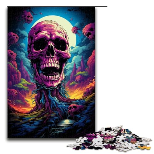 Puzzle für Erwachsene 1000 Teile böser bunter Totenkopf Geburtstagsgeschenk für Teenager ab 14 Jahren 1000 Teile (75 x 50 cm) von mowenbingpeng