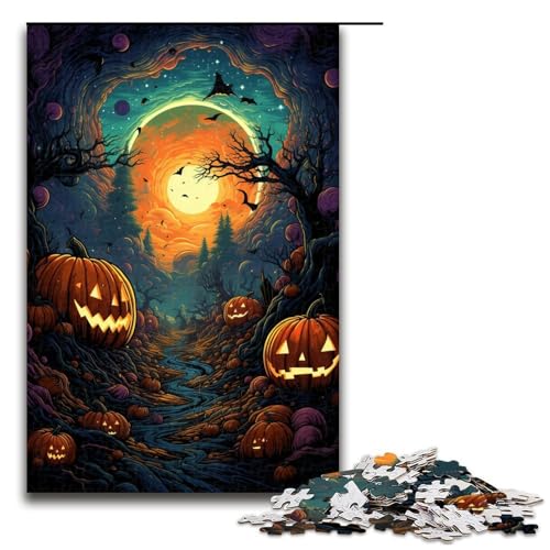Puzzle für Erwachsene 1000 Teile böses Kürbisgemälde Holzpuzzle für Kinder Lernspiel 1000 Teile (75 x 50 cm) von mowenbingpeng