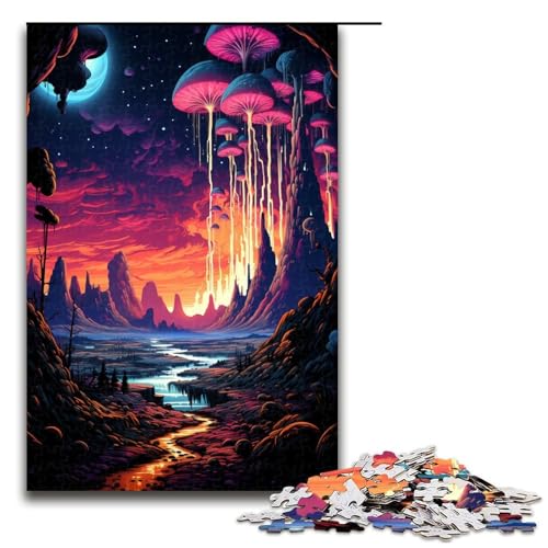 Puzzle für Erwachsene 1000 Teile bunt psychedelisch eines Weltuntergangs Heimdekoration Puzzle Spielzeug Geschenk für die ganze Familie 1000 Teile (75 x 50 cm) von mowenbingpeng