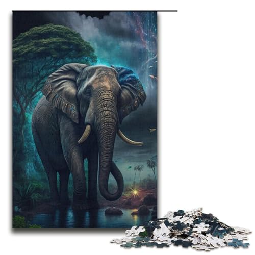 Puzzle für Erwachsene 1000 Teile bunter Elefantenwald Heimdekoration Puzzle-Spielzeug Geschenk für die ganze Familie 1000 Teile (38 x 26 cm) von mowenbingpeng