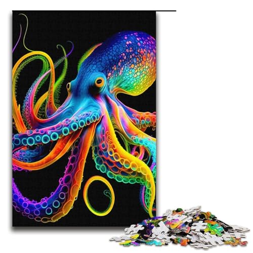 Puzzle für Erwachsene 1000 Teile bunter Oktopus. Geburtstagsgeschenk für Teenager ab 14 Jahren 1000 Teile (38 x 26 cm) von mowenbingpeng