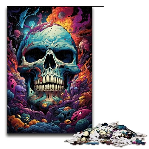 Puzzle für Erwachsene 1000 Teile bunter Totenkopf Heimdekoration Puzzle-Spielzeug Geschenk für die ganze Familie 1000 Teile (75 x 50 cm) von mowenbingpeng