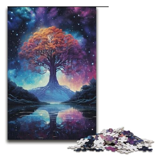 Puzzle für Erwachsene 1000 Teile bunter Weltbaum Holzpuzzle für Kinder Lernspiel 1000 Teile (38 x 26 cm) von mowenbingpeng