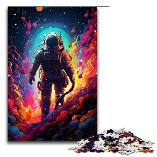 Puzzle für Erwachsene 1000 Teile buntes Astronauten-Holzpuzzle für Kinder Lernspiel 1000 Teile (75 x 50 cm) von mowenbingpeng