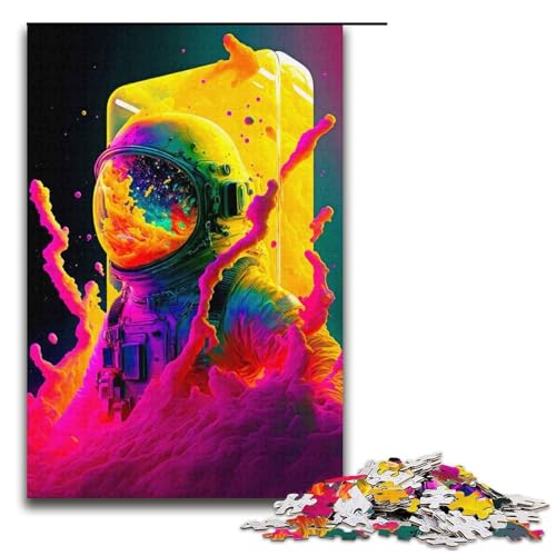 Puzzle für Erwachsene 1000 Teile buntes Astronauten-Puzzle Spiele Spielzeug Geschenk geeignet als Schreibtischdekoration 1000 Teile (38 x 26 cm) von mowenbingpeng