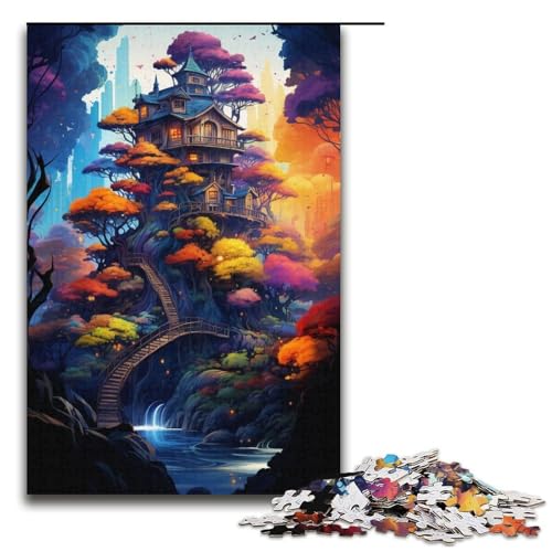 Puzzle für Erwachsene 1000 Teile buntes Baumhaus-Puzzle Geburtstagsgeschenk für Teenager ab 14 Jahren 1000 Teile (38 x 26 cm) von mowenbingpeng