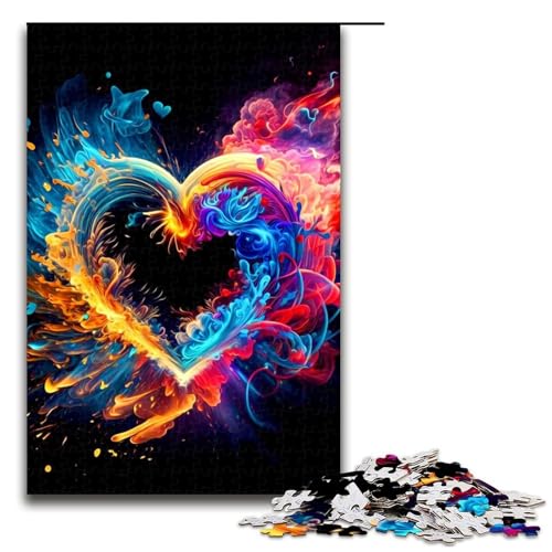 Puzzle für Erwachsene 1000 Teile buntes Herz-Puzzle Holzpuzzle Lernspiel Herausforderungsspielzeug 1000 Teile (75 x 50 cm) von mowenbingpeng