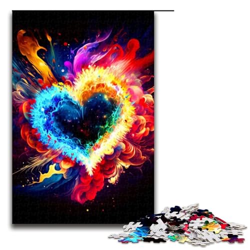 Puzzle für Erwachsene 1000 Teile buntes Herz-Puzzle Lernspiele für Zuhause DIY-Spielzeug tolles Geschenk für Spiele 1000 Teile (75 x 50 cm) von mowenbingpeng
