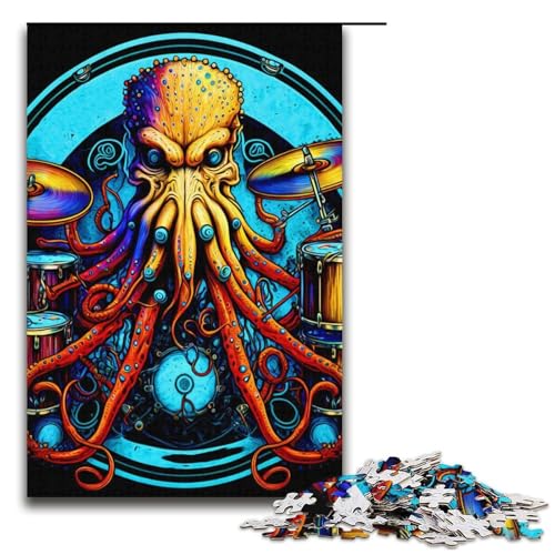 Puzzle für Erwachsene 1000 Teile buntes Oktopus-Papierpuzzle für Kinder Lernspiel 1000 Teile (38 x 26 cm) von mowenbingpeng