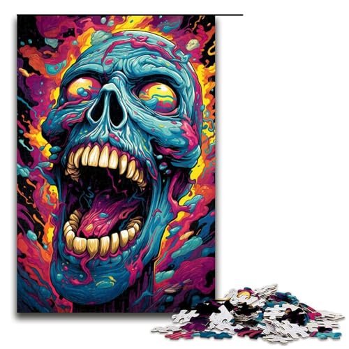 Puzzle für Erwachsene 1000 Teile buntes Totenkopf-Puzzle Spielspielzeug lustig 1000 Teile (75 x 50 cm) von mowenbingpeng