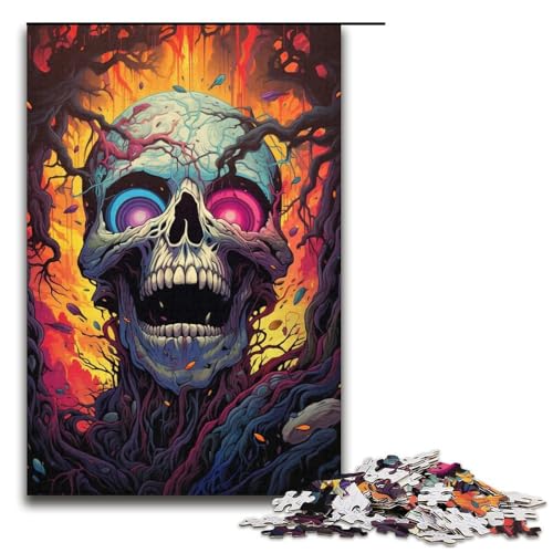 Puzzle für Erwachsene 1000 Teile buntes Totenkopfmonster-Puzzle Geburtstagsgeschenk für Teenager ab 14 Jahren 1000 Teile (38 x 26 cm) von mowenbingpeng