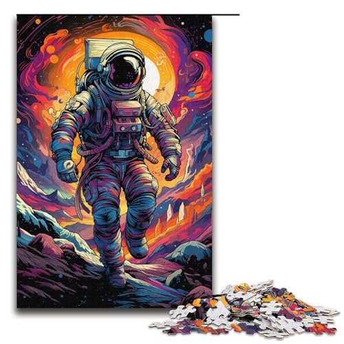 Puzzle für Erwachsene 1000 Teile buntes psychedelisches Astronauten-Puzzle Holzpuzzle Lernspiel Herausforderungsspielzeug 1000 Teile (38 x 26 cm) von mowenbingpeng