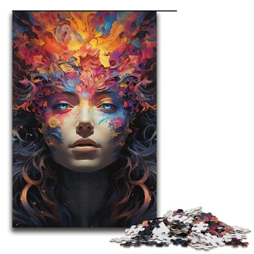 Puzzle für Erwachsene 1000 Teile buntes psychedelisches Hexenpuzzle Holzpuzzle Lernspiel Herausforderungsspielzeug 1000 Teile (38 x 26 cm) von mowenbingpeng