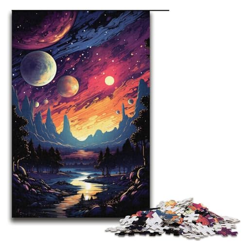 Puzzle für Erwachsene 1000 Teile buntes psychedelisches Himmelspuzzle Holzpuzzle Lernspiel Herausforderungsspielzeug 1000 Teile (38 x 26 cm) von mowenbingpeng