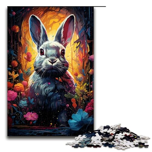 Puzzle für Erwachsene 1000 Teile buntes psychedelisches Kaninchen Puzzlespiele Spielzeug Geschenk geeignet für die Schreibtischdekoration 1000 Teile (75 x 50 cm) von mowenbingpeng