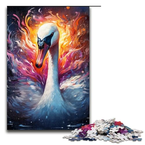 Puzzle für Erwachsene 1000 Teile buntes psychedelisches Schwanen-Puzzle für Erwachsene Holzpuzzles Familienspiele Weihnachts- und Geburtstagsgeschenke 1000 Teile (75 x 50 cm) von mowenbingpeng
