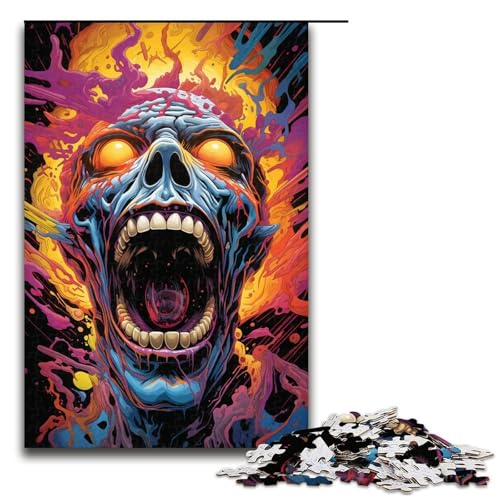 Puzzle für Erwachsene 1000 Teile buntes psychedelisches Totenkopfmonster-Puzzle Geburtstagsgeschenk für Teenager ab 14 Jahren 1000 Teile (75 x 50 cm) von mowenbingpeng
