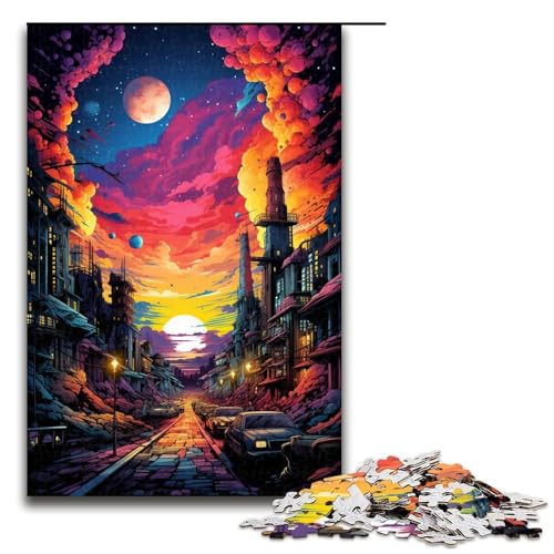 Puzzle für Erwachsene 1000 Teile buntes psychedelisches Urban-Art-Holzpuzzle für Kinder Lernspiel 1000 Teile (75 x 50 cm) von mowenbingpeng