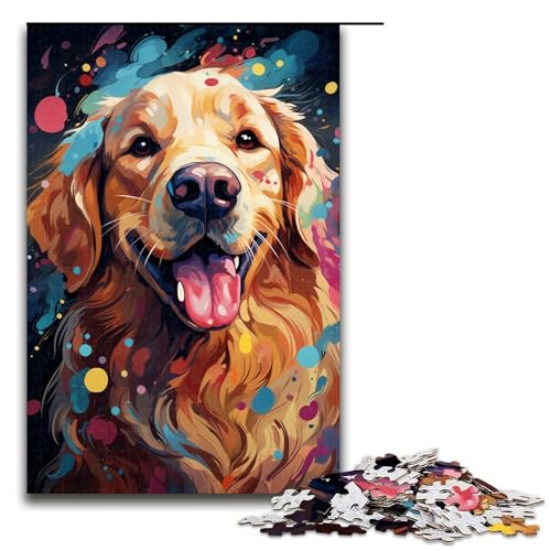 Puzzle für Erwachsene 1000 Teile exotisch bunt Golden Retriever-Hund Puzzle Lernspiele für Zuhause DIY-Spielzeug tolles Geschenk für Spiele 1000 Teile (75 x 50 cm) von mowenbingpeng
