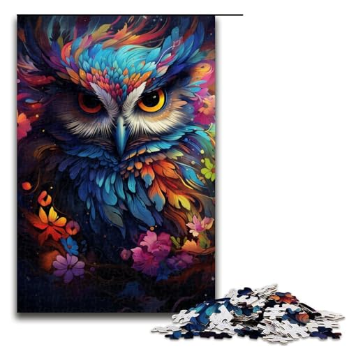 Puzzle für Erwachsene 1000 Teile exotische Bunte Eule Geburtstagsgeschenk für Teenager ab 14 Jahren 1000 Teile (75 x 50 cm) von mowenbingpeng