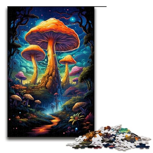 Puzzle für Erwachsene 1000 Teile exotische Bunte Pilze Holzpuzzle 1000 Teile (75 x 50 cm) von mowenbingpeng