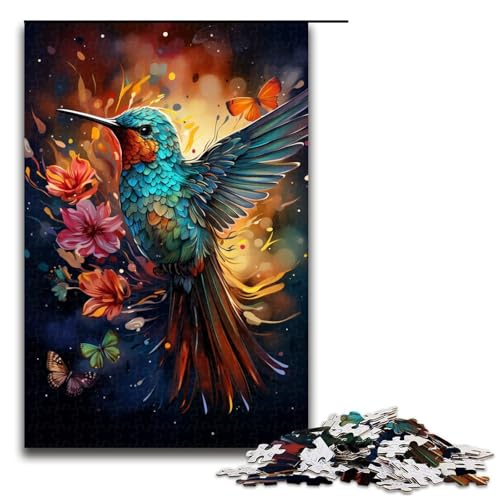 Puzzle für Erwachsene 1000 Teile exotischer bunter Kolibri Holzpuzzle 1000 Teile (75 x 50 cm) von mowenbingpeng