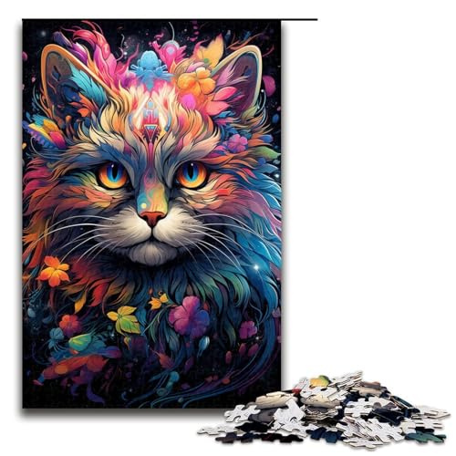 Puzzle für Erwachsene 1000 Teile exotisches buntes Katzen-Puzzle für Erwachsene Holzpuzzles Familienspiele Weihnachts- und Geburtstagsgeschenke 1000 Teile (75 x 50 cm) von mowenbingpeng