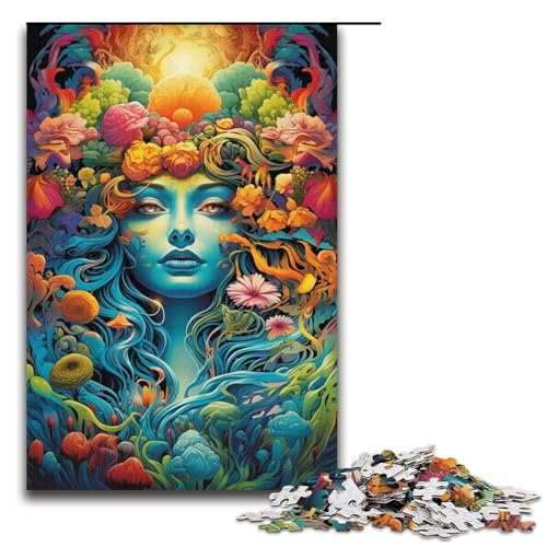 Puzzle für Erwachsene 1000 Teile exotisches farbenfrohes Blumenmädchen Puzzlespiele Spielzeug Geschenk geeignet für die Schreibtischdekoration 1000 Teile (38 x 26 cm) von mowenbingpeng