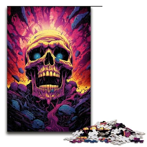 Puzzle für Erwachsene 1000 Teile explodierender Totenkopf Lernspiele für Zuhause DIY-Spielzeug tolles Geschenk für Spiele 1000 Teile (75 x 50 cm) von mowenbingpeng