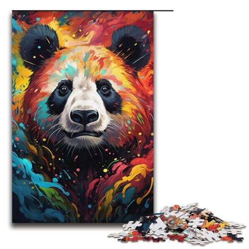 Puzzle für Erwachsene 1000 Teile farbenfroh Psychedelischer Panda-Kunststil Puzzlespiel lustiges Spielzeug 1000 Teile (38 x 26 cm) von mowenbingpeng