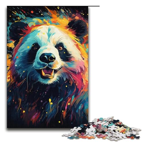 Puzzle für Erwachsene 1000 Teile farbenfroh Psychedelischer Panda-Kunststil Puzzlespiel lustiges Spielzeug 1000 Teile (38 x 26 cm) von mowenbingpeng