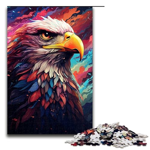 Puzzle für Erwachsene 1000 Teile farbenfroh Psychedelischer Tieradler Puzzlespiel lustiges Spielzeug 1000 Teile (75 x 50 cm) von mowenbingpeng